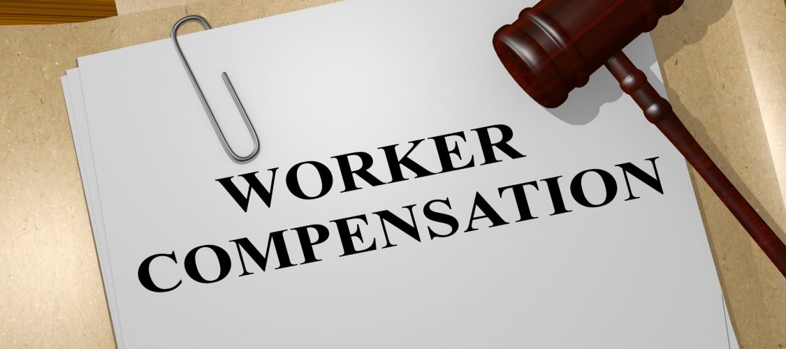 3D illustration of 'WORKER COMPENSATION' title on legal document